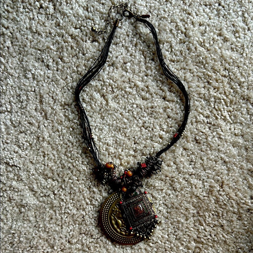Bohemian Aztec Gold Statement Necklace